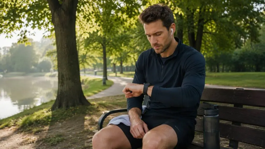 Man gebruikt een AI wearable om training en herstel te volgen