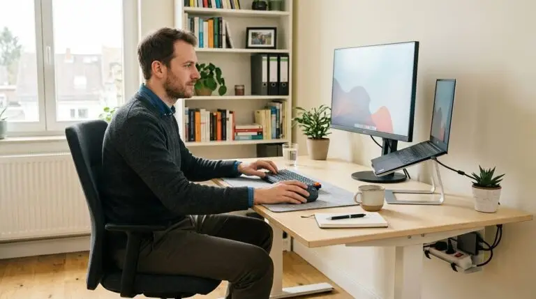 Werk gadgets voor mannen op een ergonomische en georganiseerde werkplek